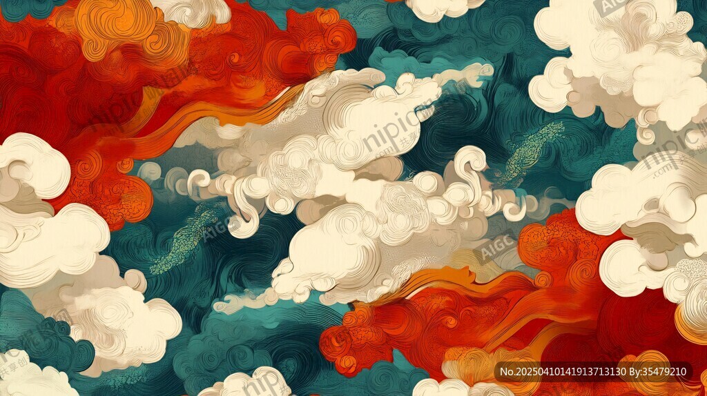 中式奇幻云纹背景图案