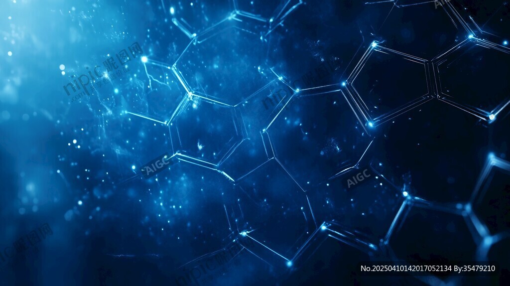 科技感蓝色分子结构背景