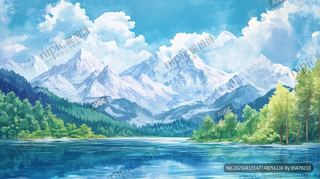 梦幻山水间的宁静湖泊