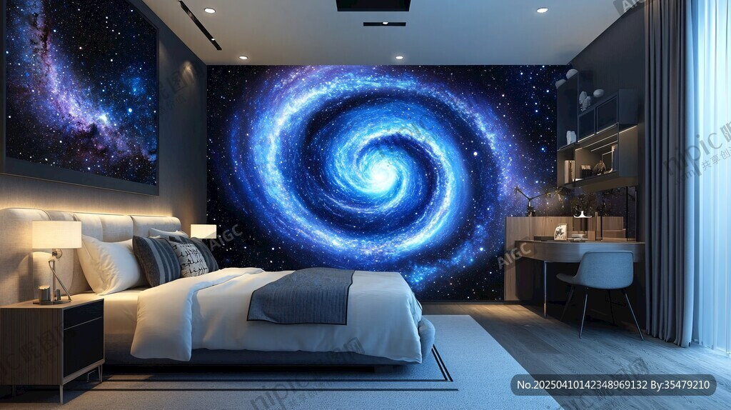 梦幻星空卧室背景墙