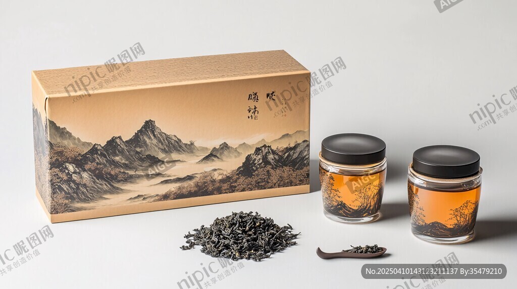 中式风茶叶礼盒与罐装茶
