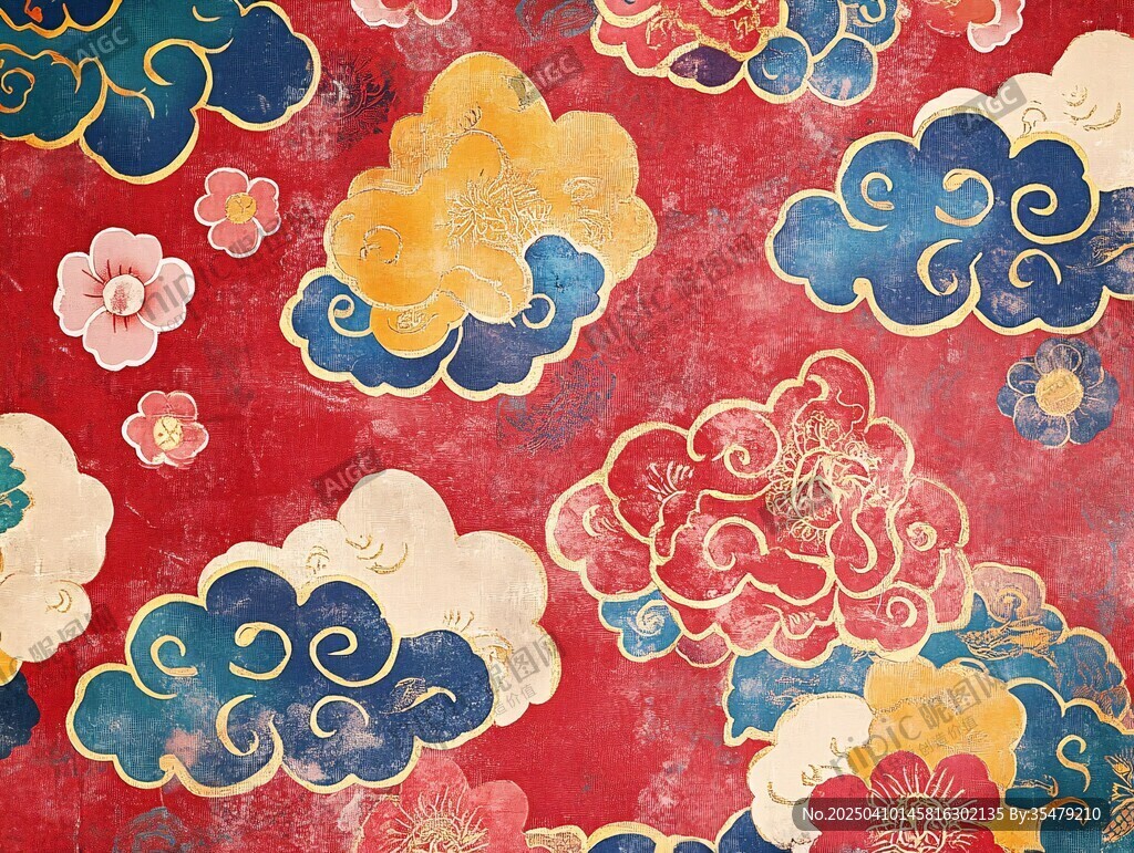 中式传统云纹花卉图案