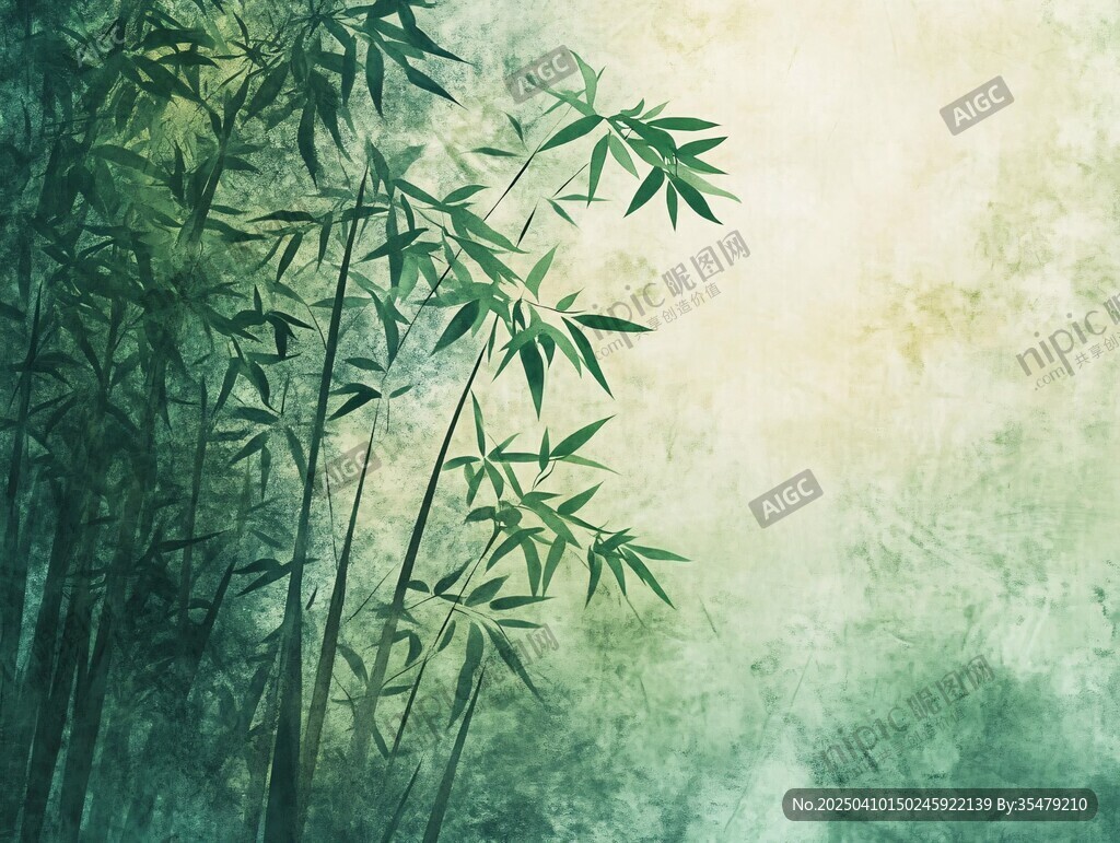 水墨风翠竹意境背景图
