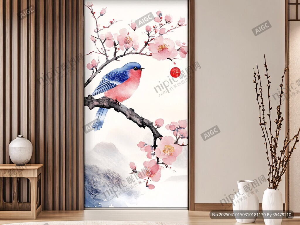 花鸟图饰装点雅致空间