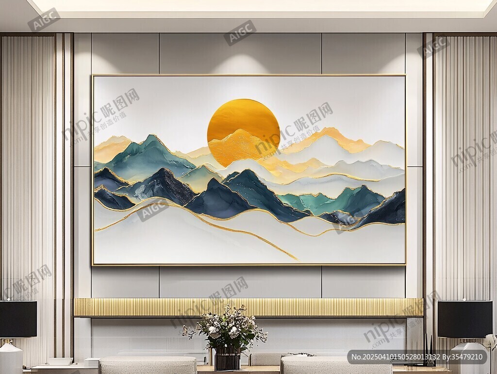客厅中式山水挂画艺术风