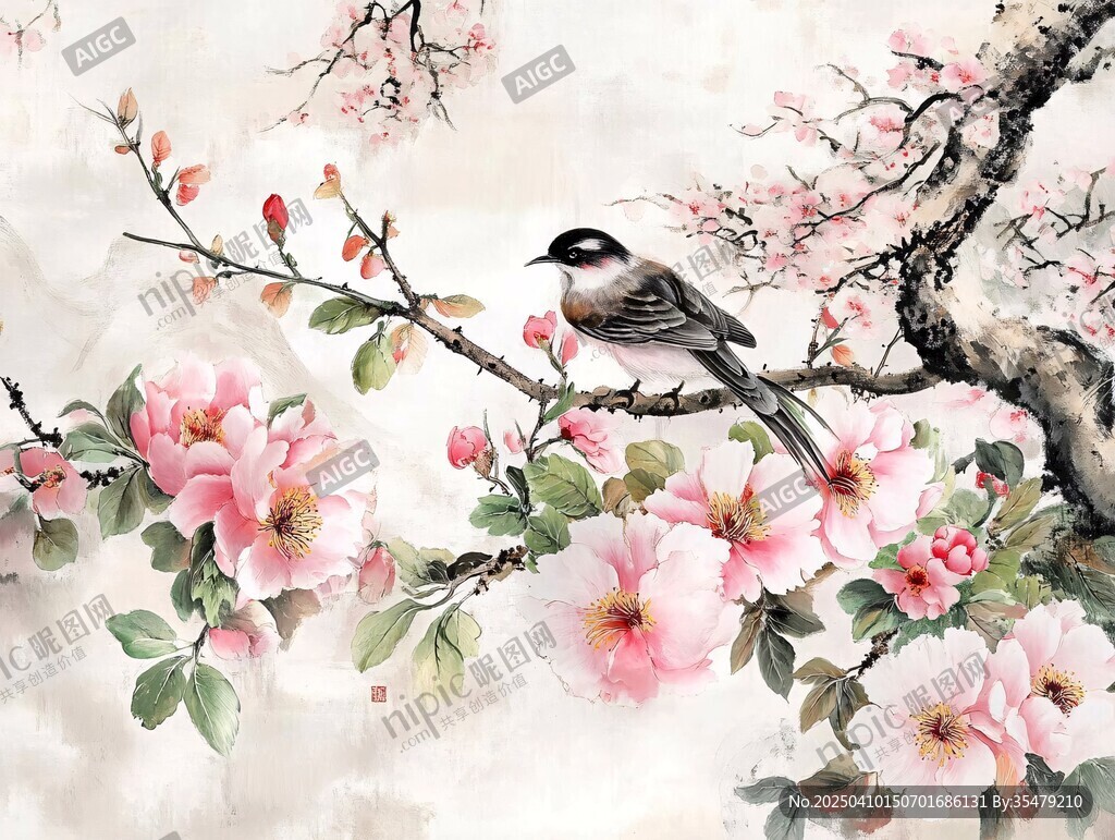 花鸟图中春意浓