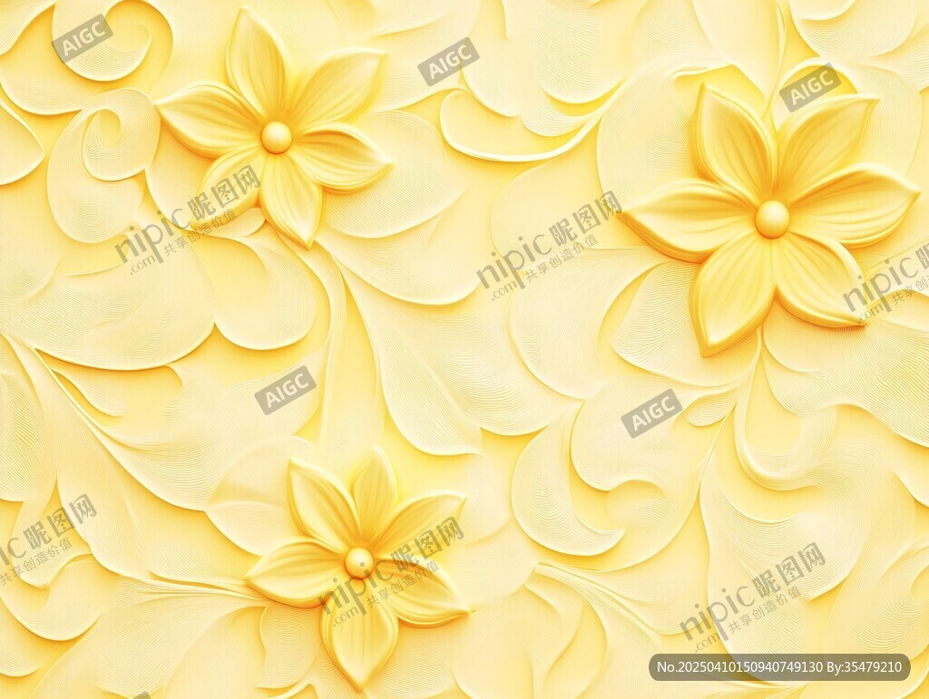 立体黄色花卉纹理背景图