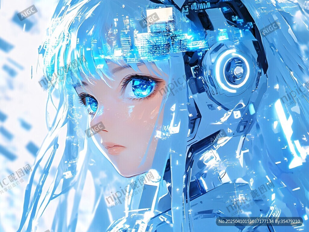 蓝发机械少女的科幻魅力