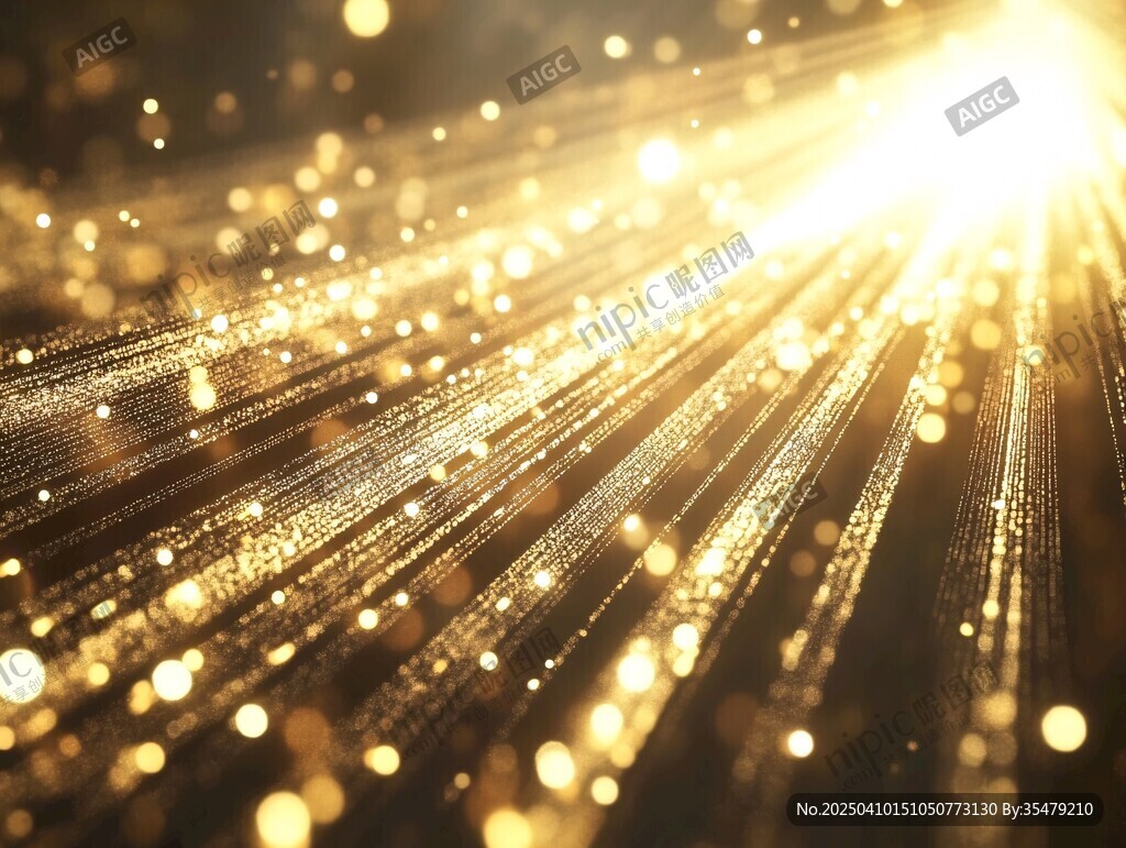 金色光芒粒子闪耀梦幻场景