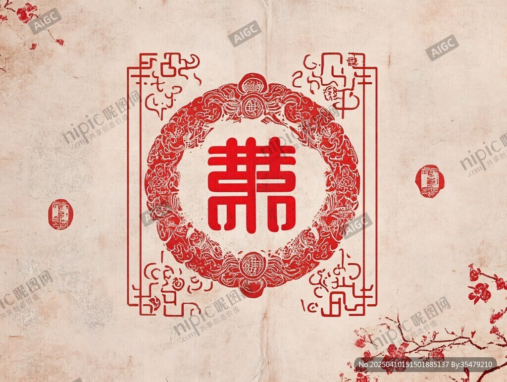中式传统喜庆囍字背景图