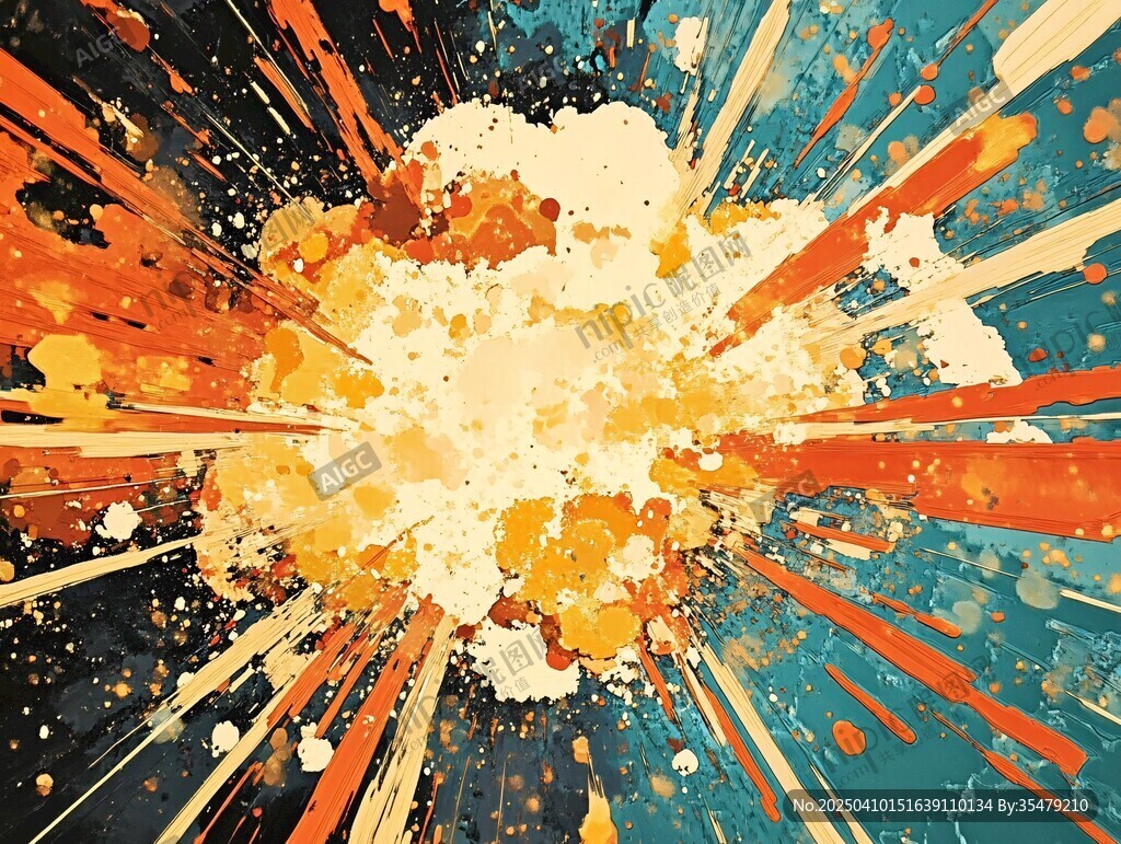 爆炸艺术风抽象色彩喷溅