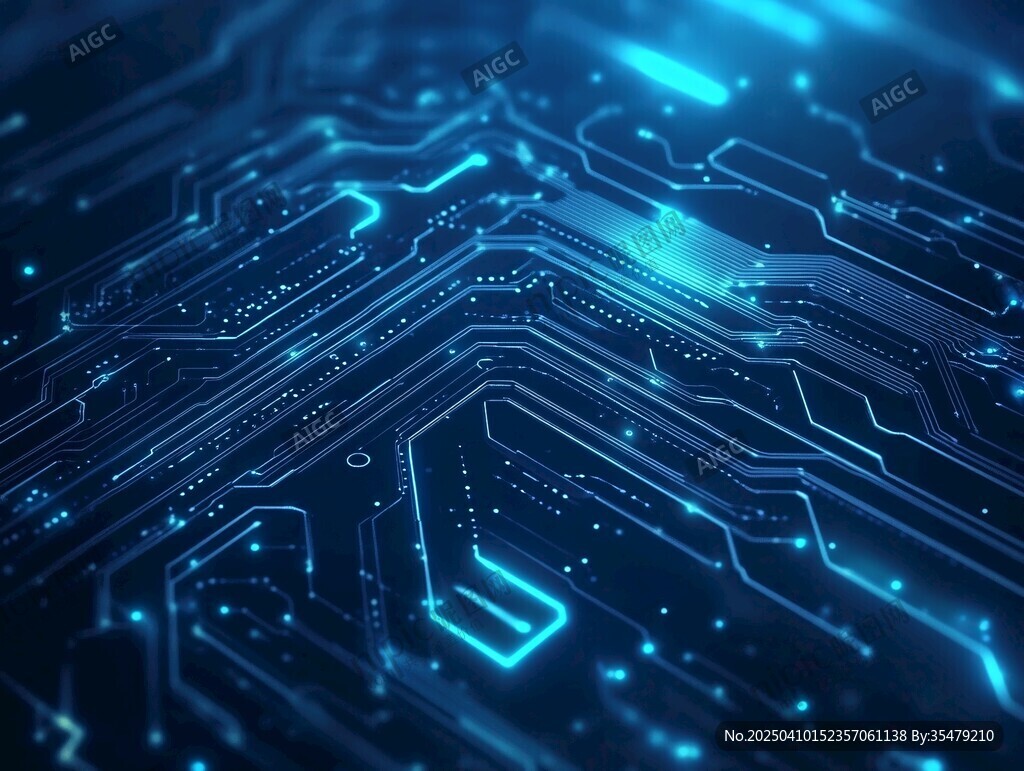 科技感电路板蓝光效果图