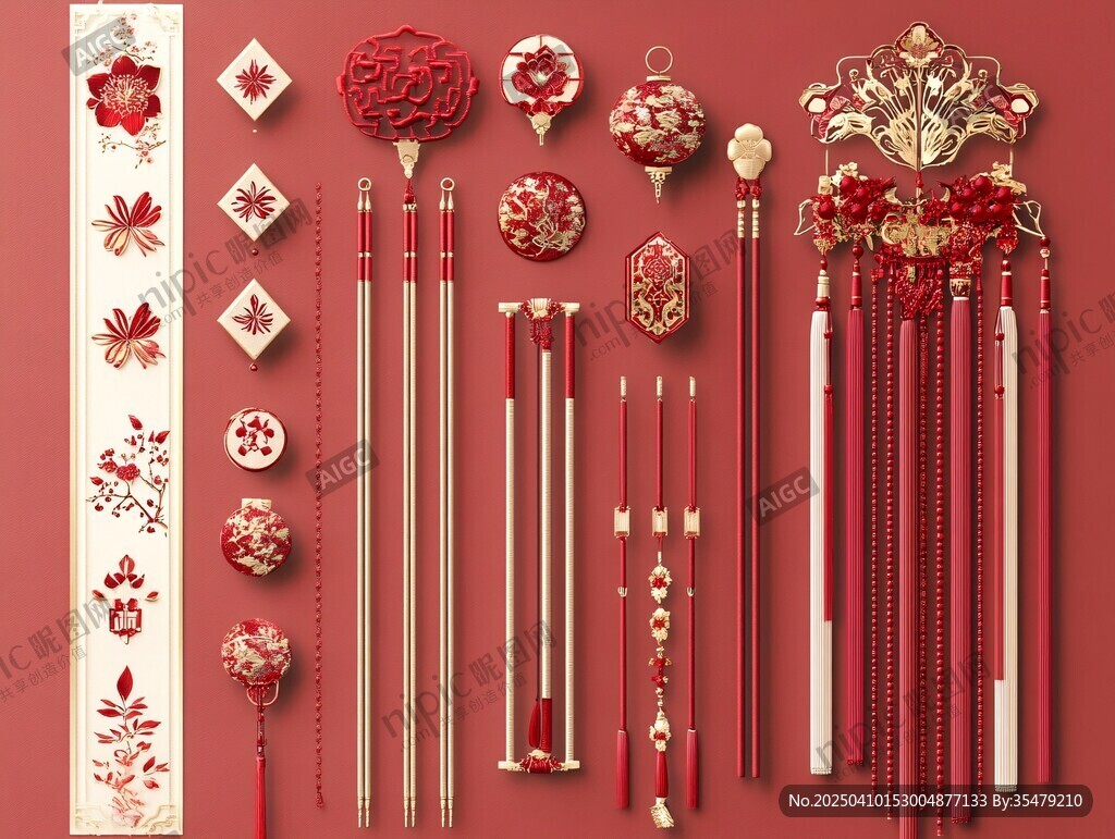 中式红色传统婚庆饰品集合