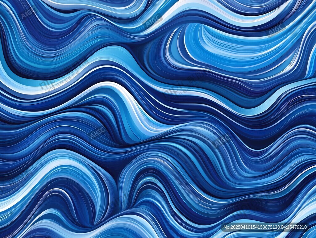 蓝色波浪纹理抽象背景图