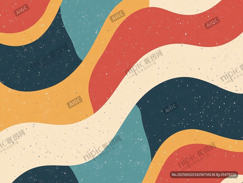 多彩波浪几何抽象背景图