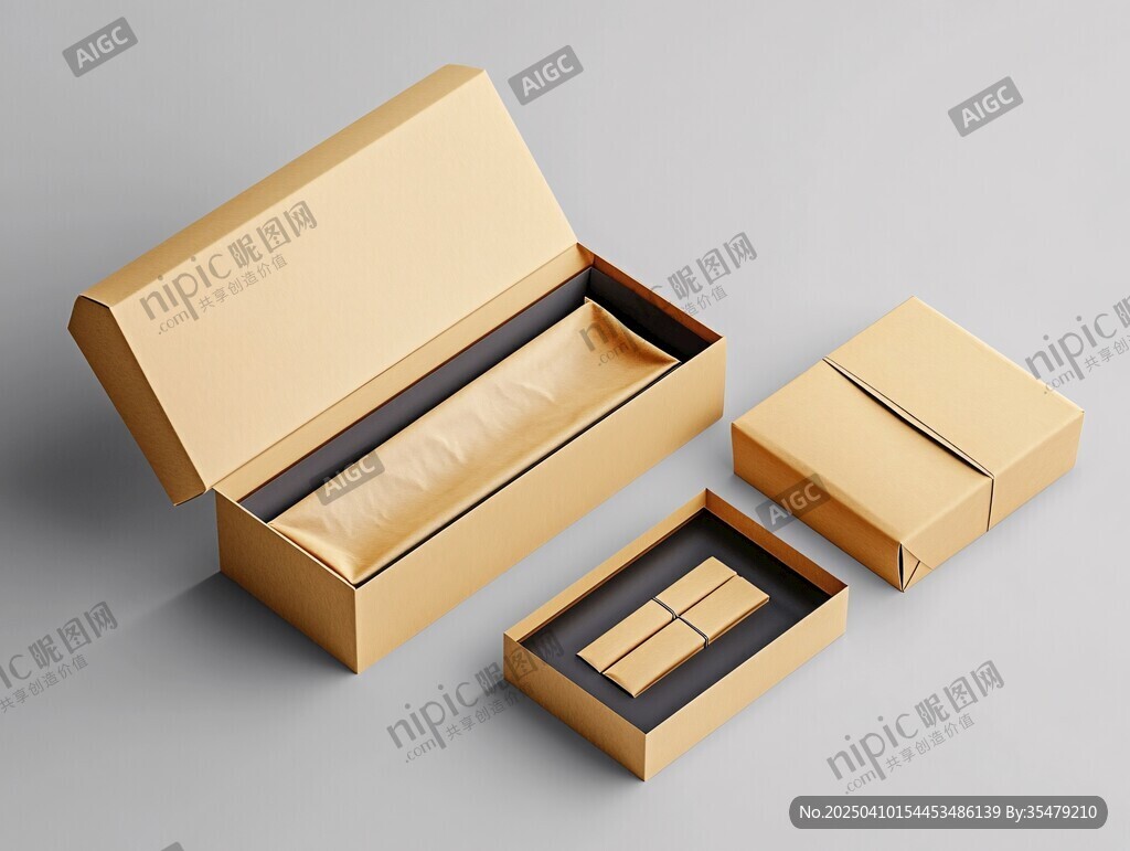 金色精美包装盒展示