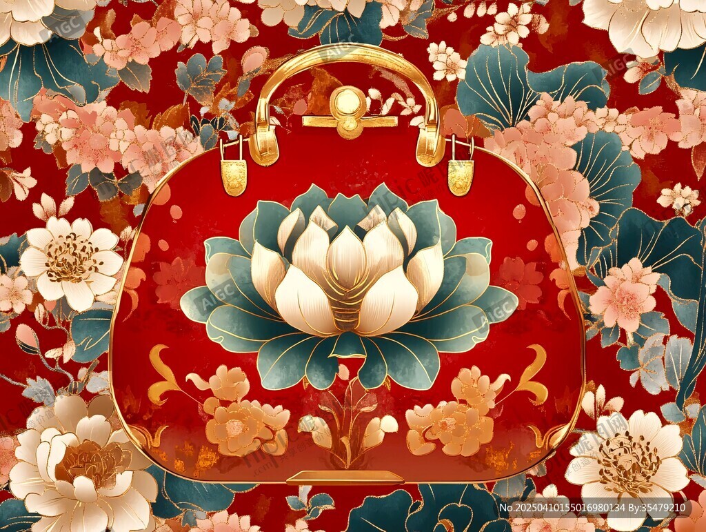 中式繁花手拎包设计图