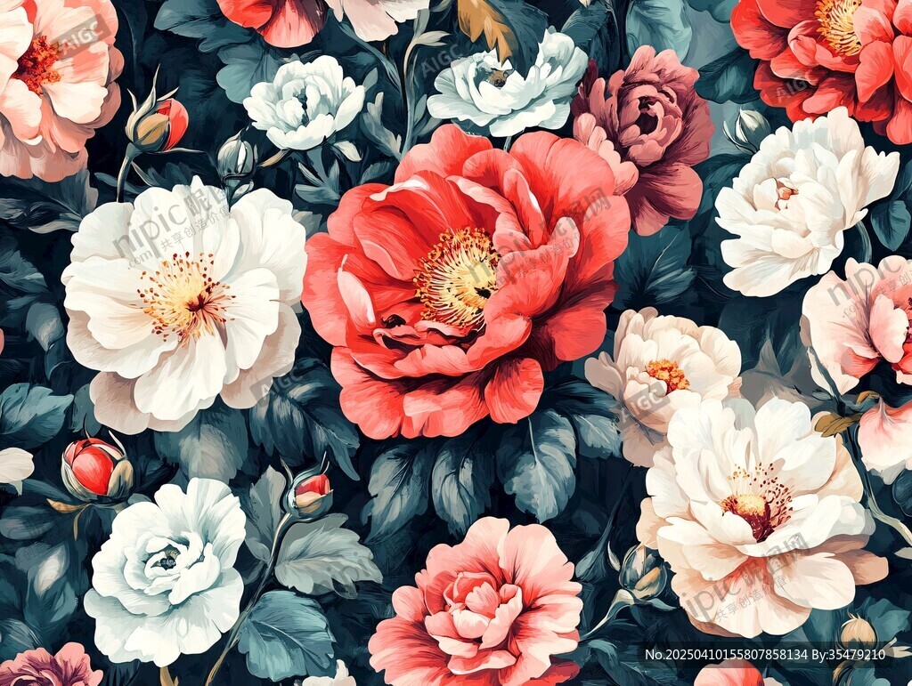 复古繁花图案花卉背景图