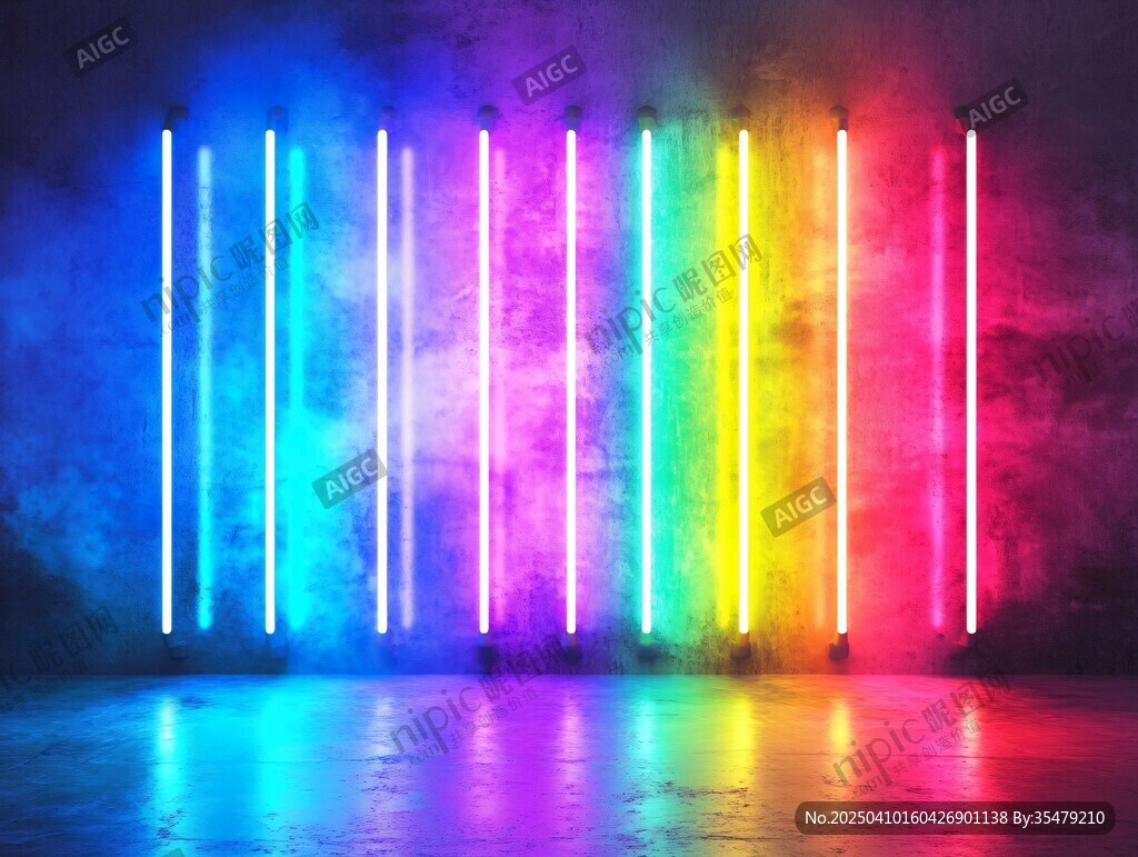 绚丽霓虹灯管营造梦幻空间