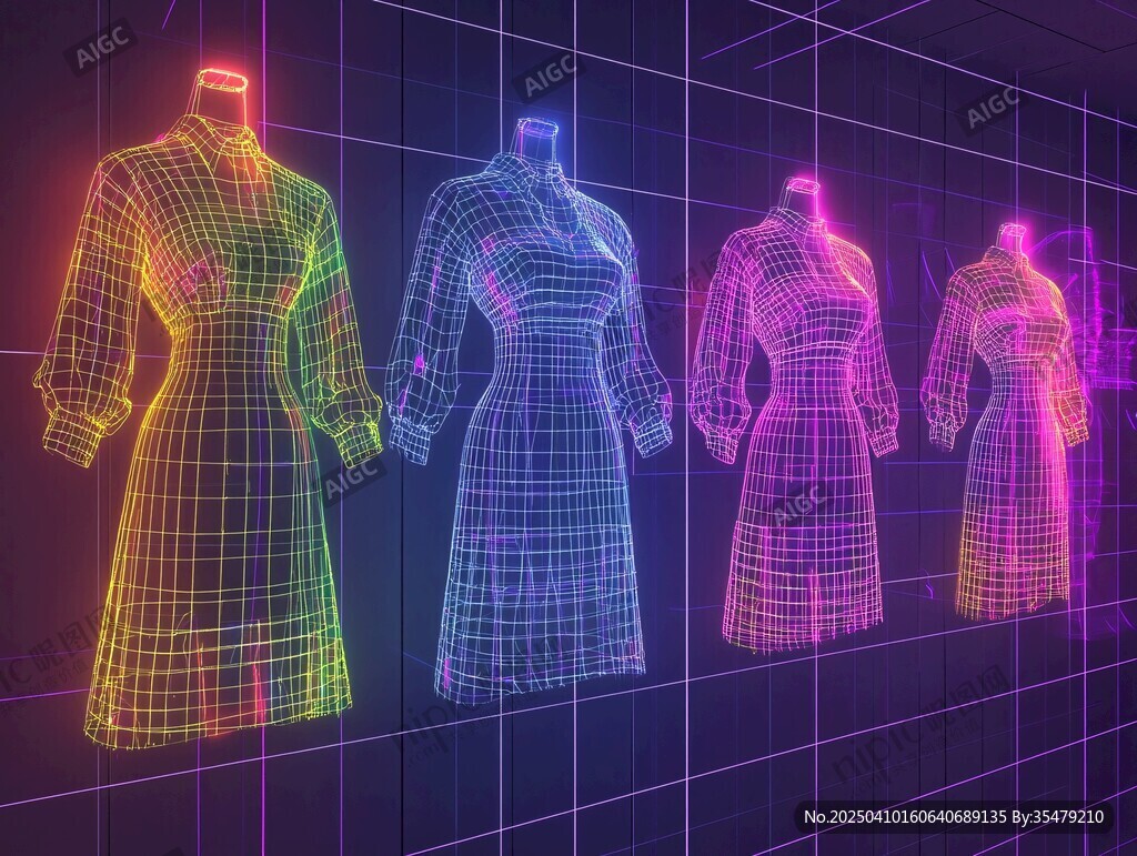 霓虹网格风虚拟服装展示