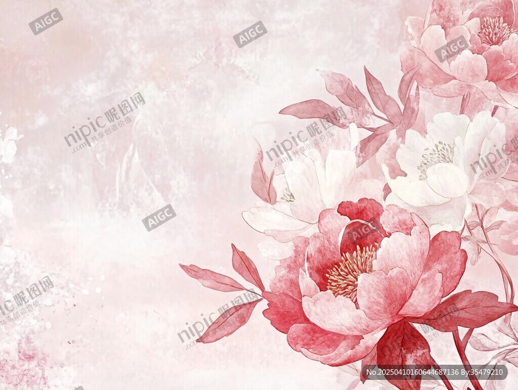 粉色花卉浪漫梦幻背景图