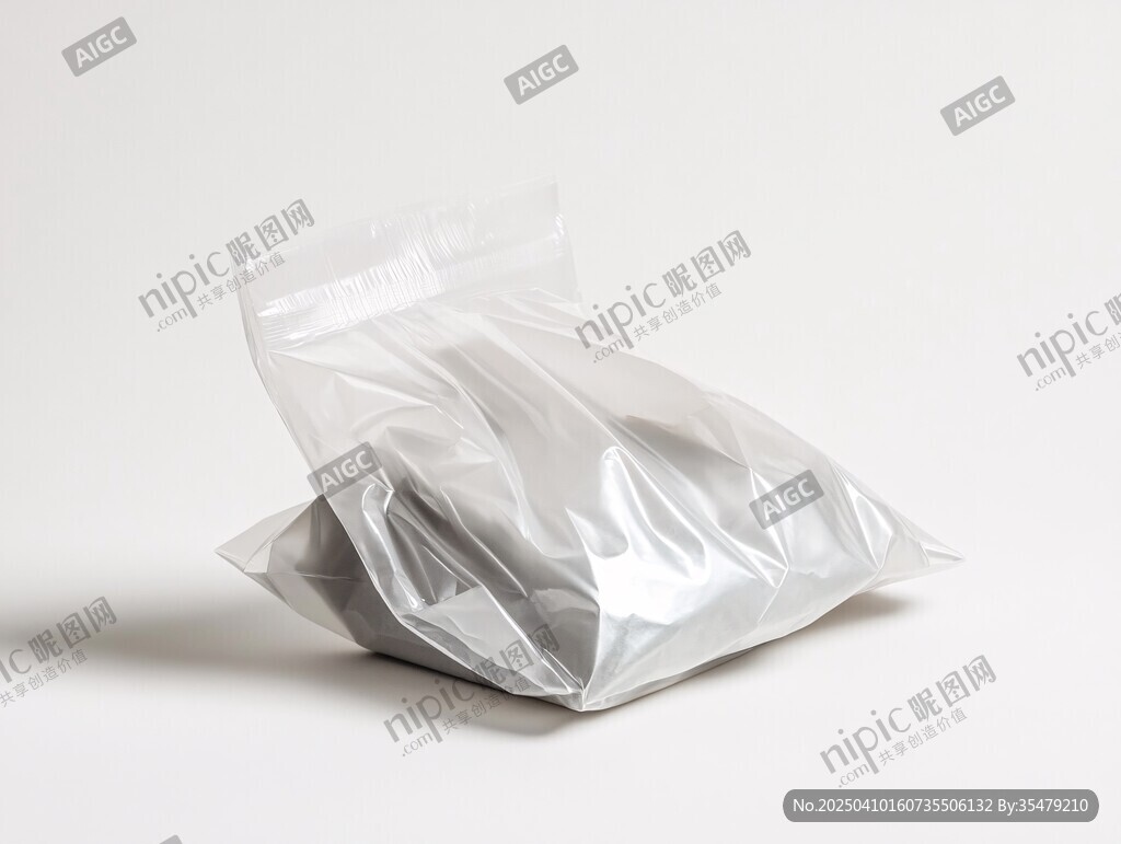 白色背景下的透明塑料袋
