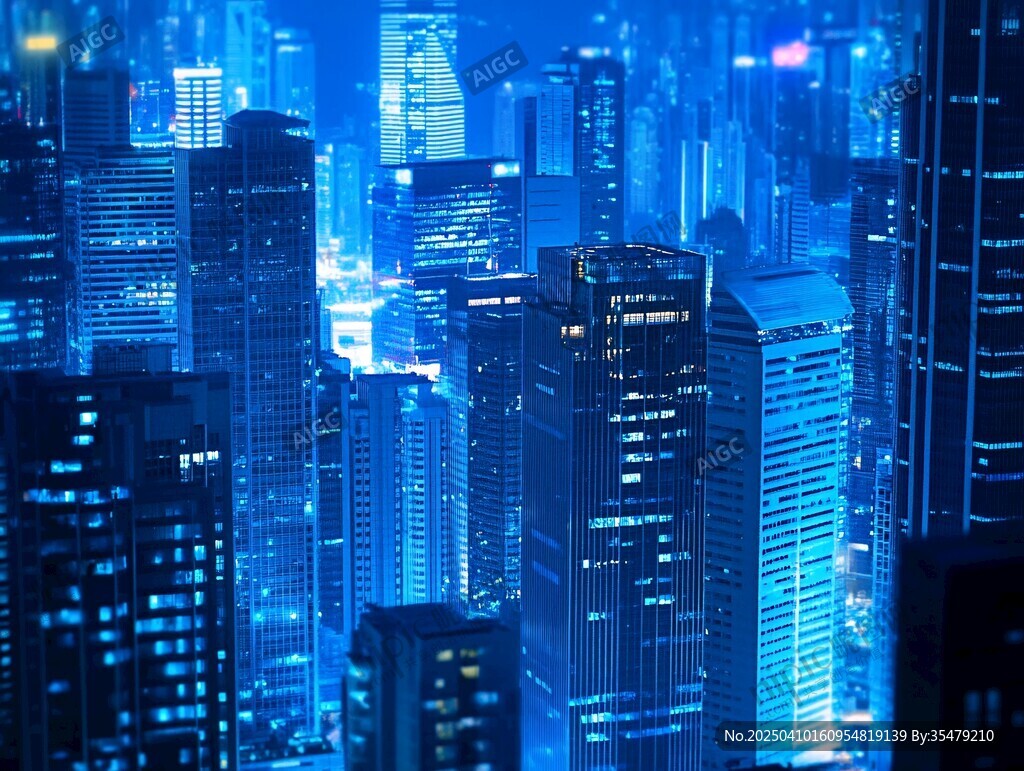 梦幻蓝调都市夜景