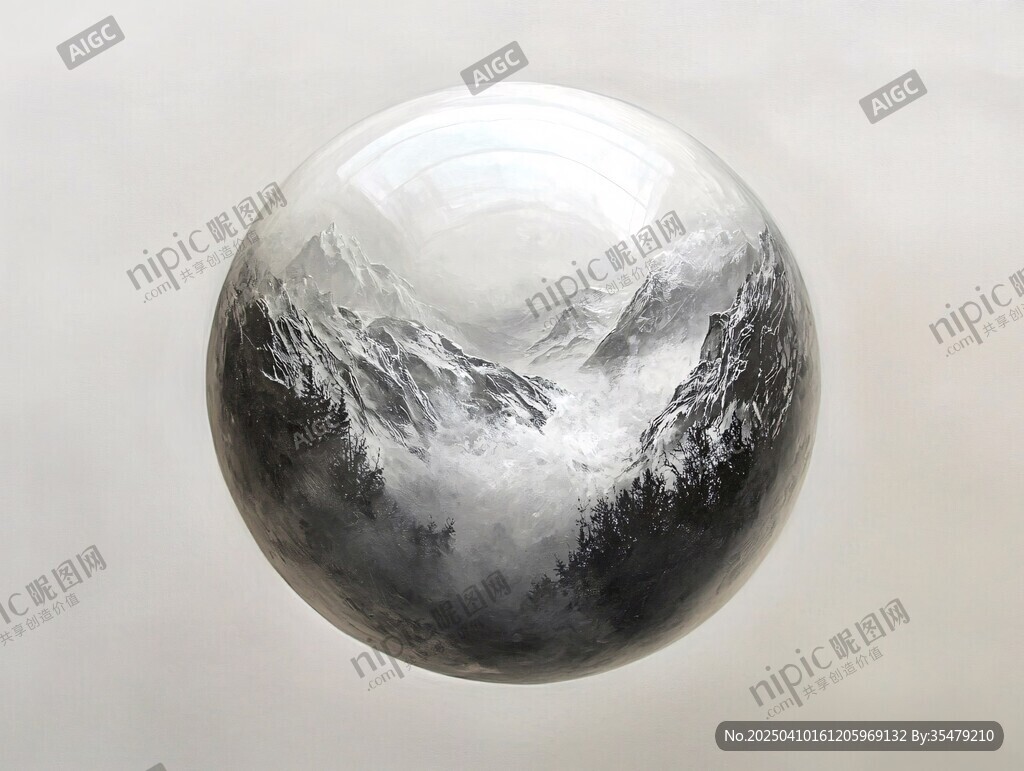 水墨山水球体艺术视觉