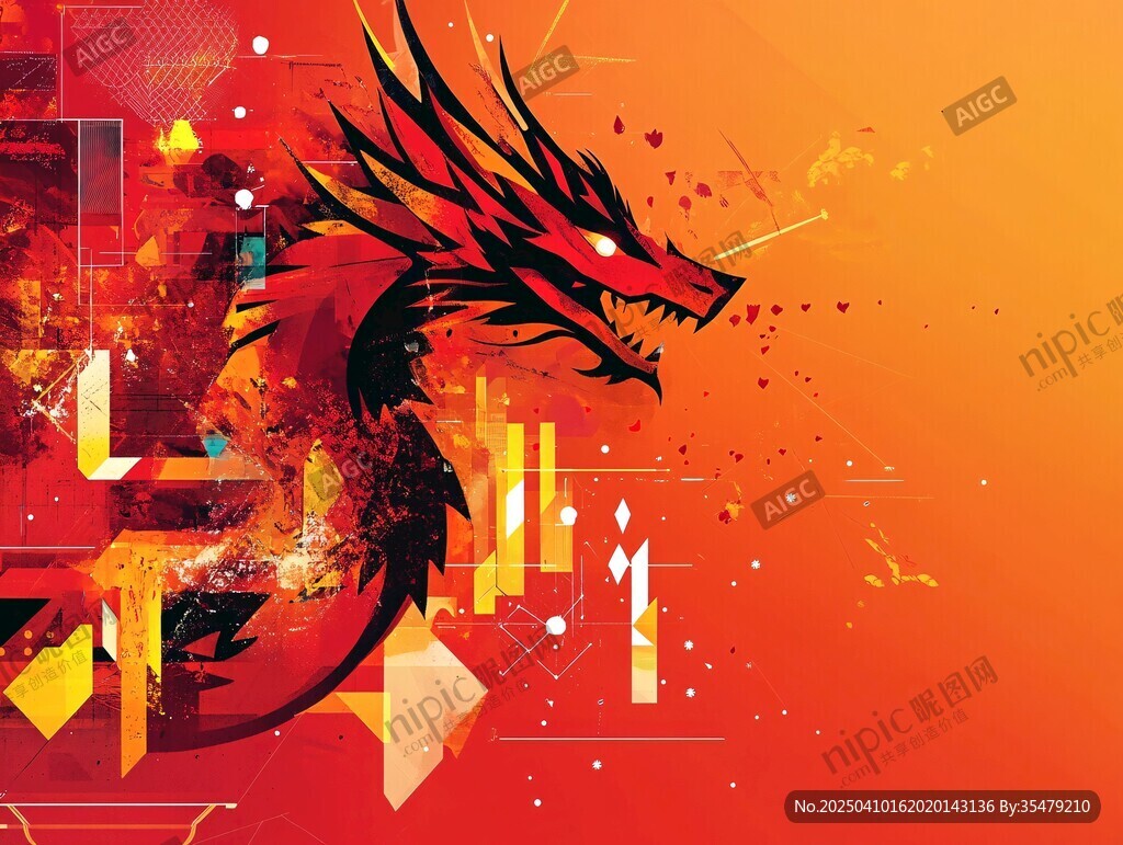 科技感中国龙艺术图像