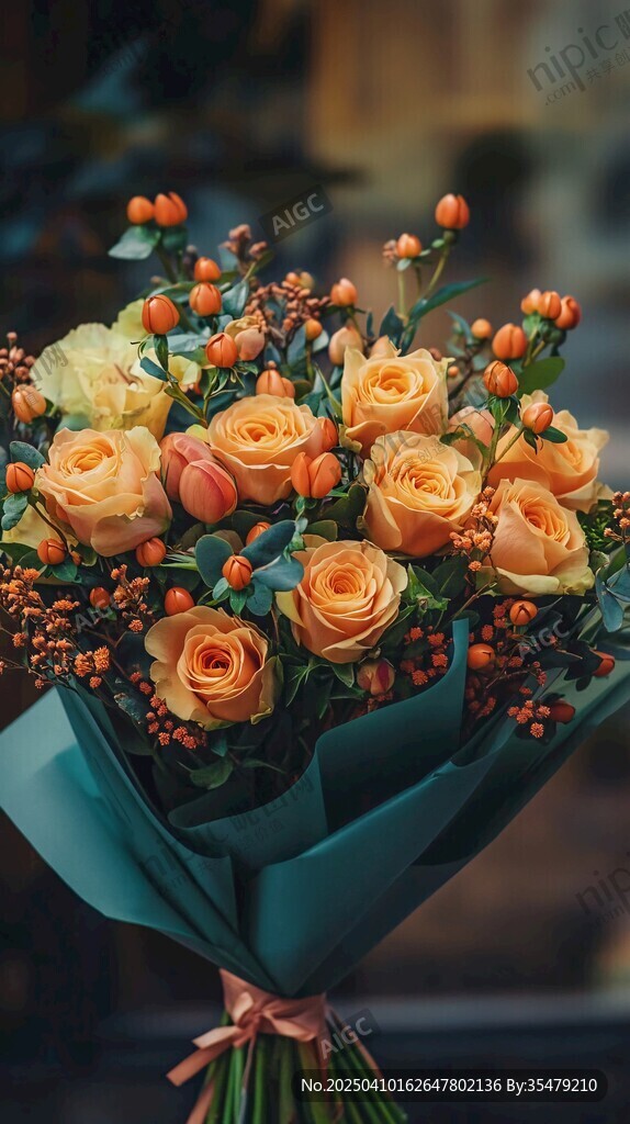 橙色系精美花束