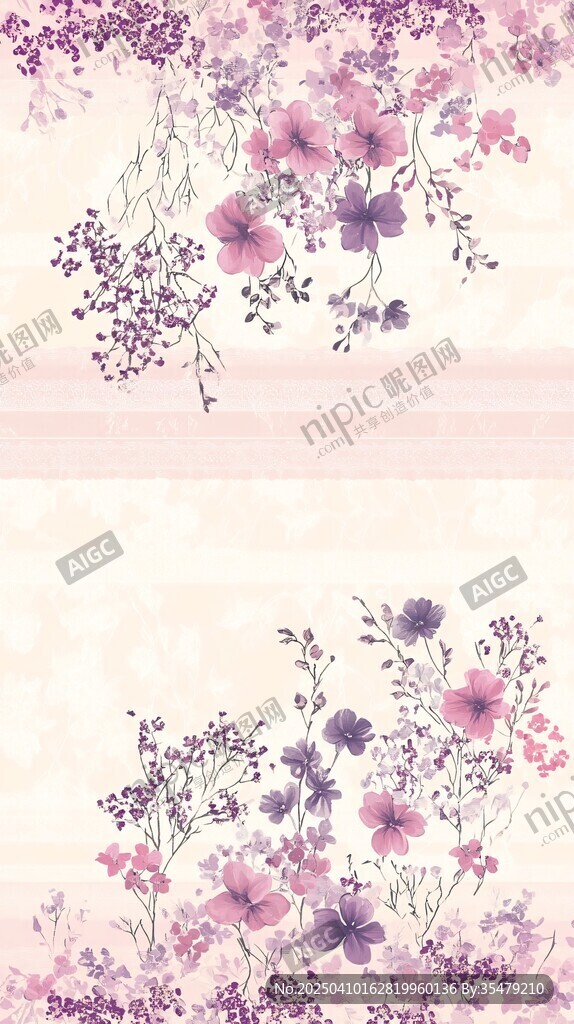 浪漫粉紫花卉背景图