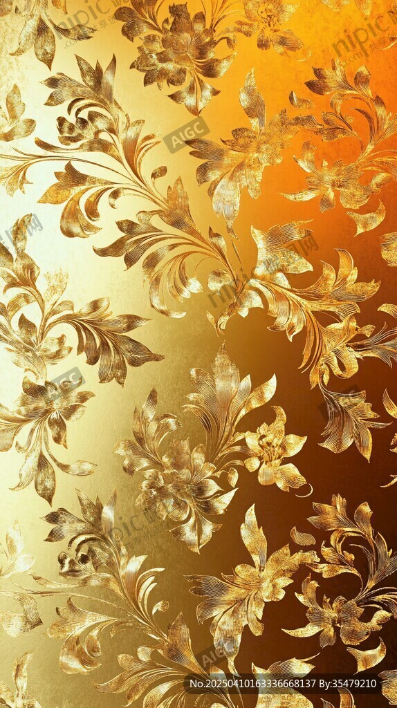 金色奢华花卉纹理背景图
