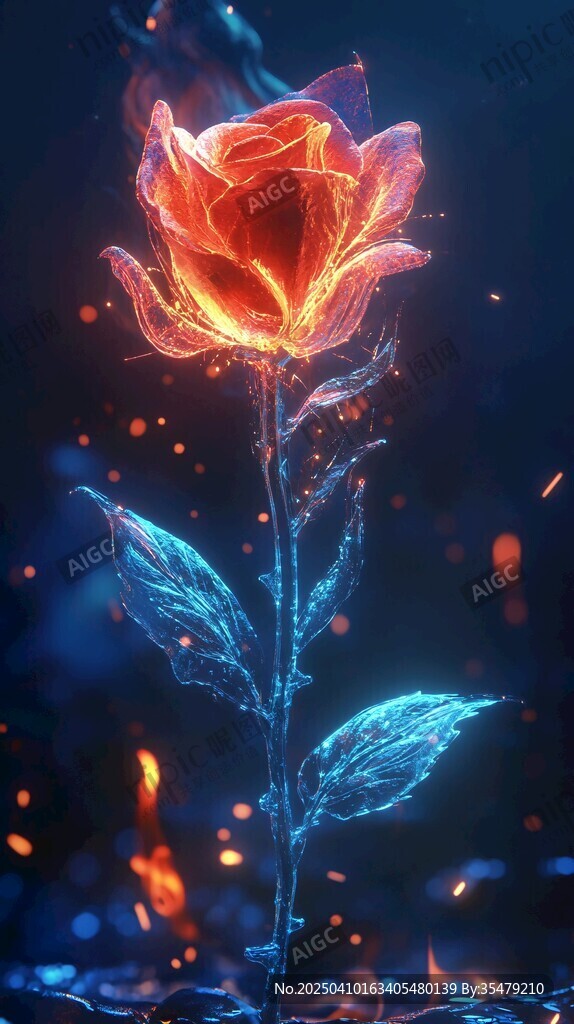 火焰玫瑰 梦幻绚烂的视觉盛宴
