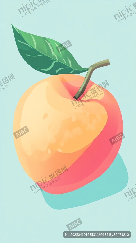 卡通风格鲜桃插画