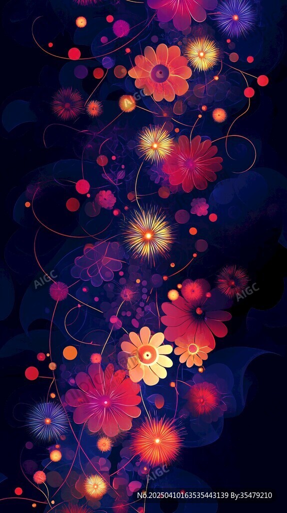 梦幻炫彩花卉背景图案