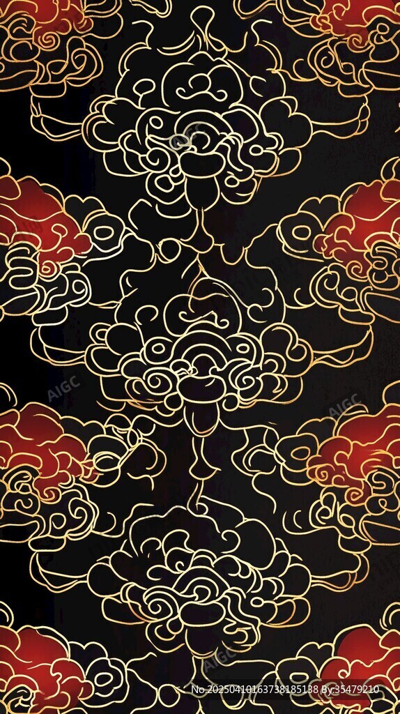 中式黑金云纹传统图案