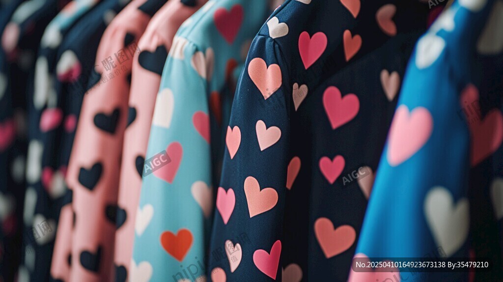 心形图案多彩服装展示