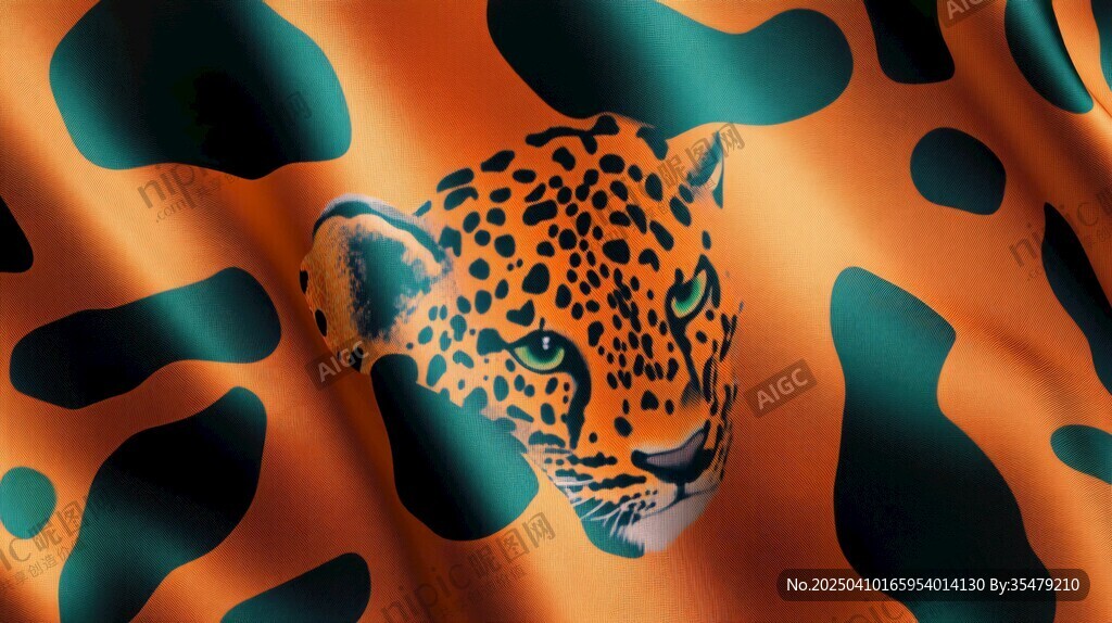 猎豹图案的动感织物画面