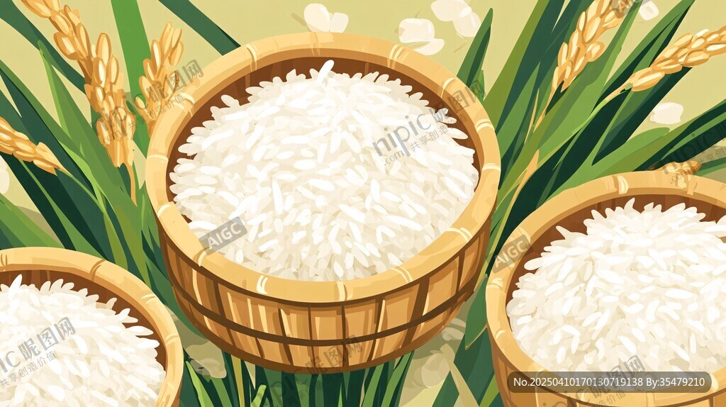 木盆盛白米 稻穗伴身旁