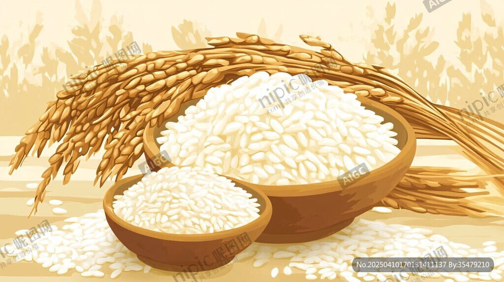 碗中香米与金黄麦穗