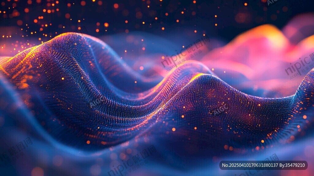 梦幻绚丽的数字波浪景观