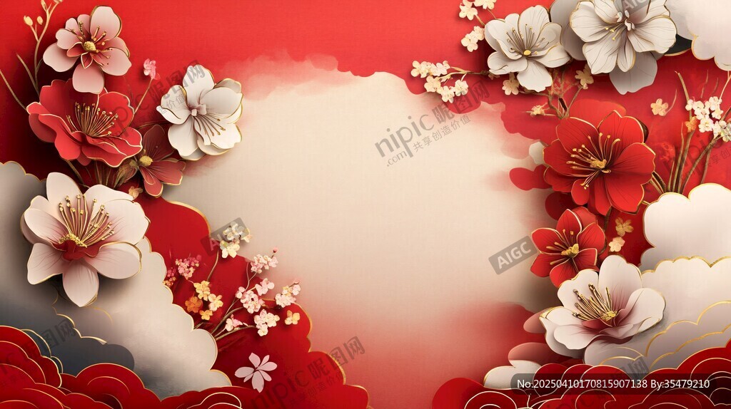 中式繁花喜庆背景图