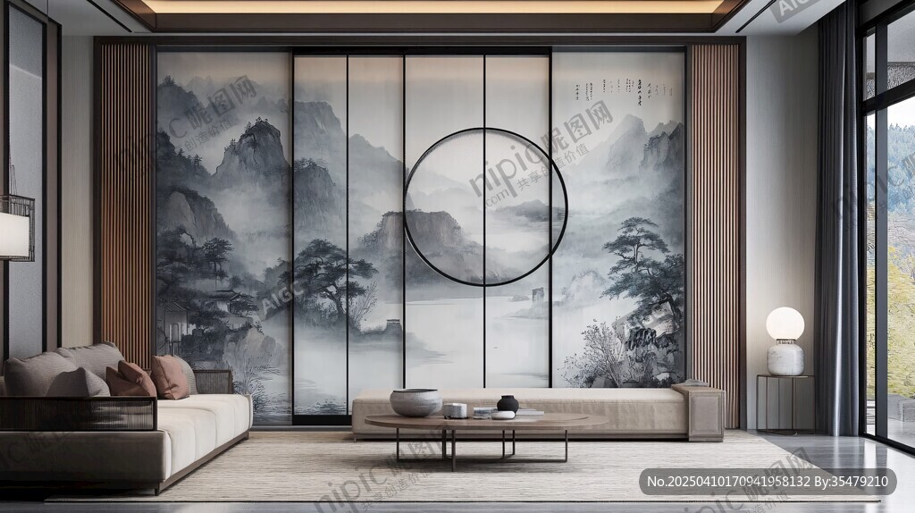 中式客厅 山水屏风禅意空间