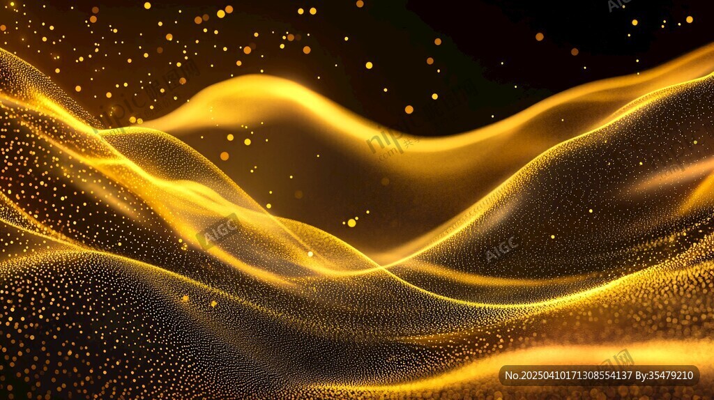 金色动感流光粒子背景图