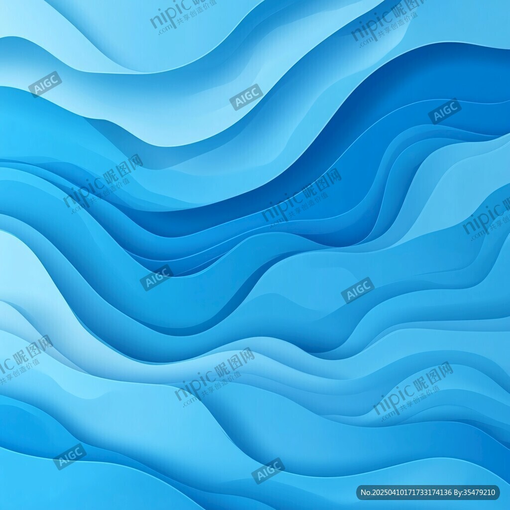 蓝色波浪渐变立体背景图