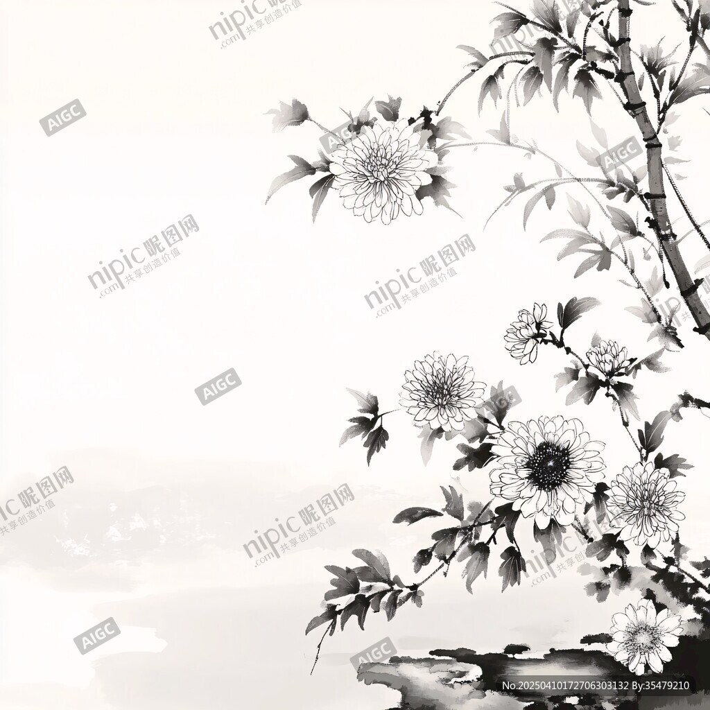 水墨菊花图
