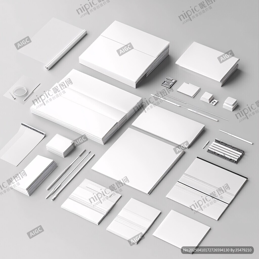 白色办公用品模型展示
