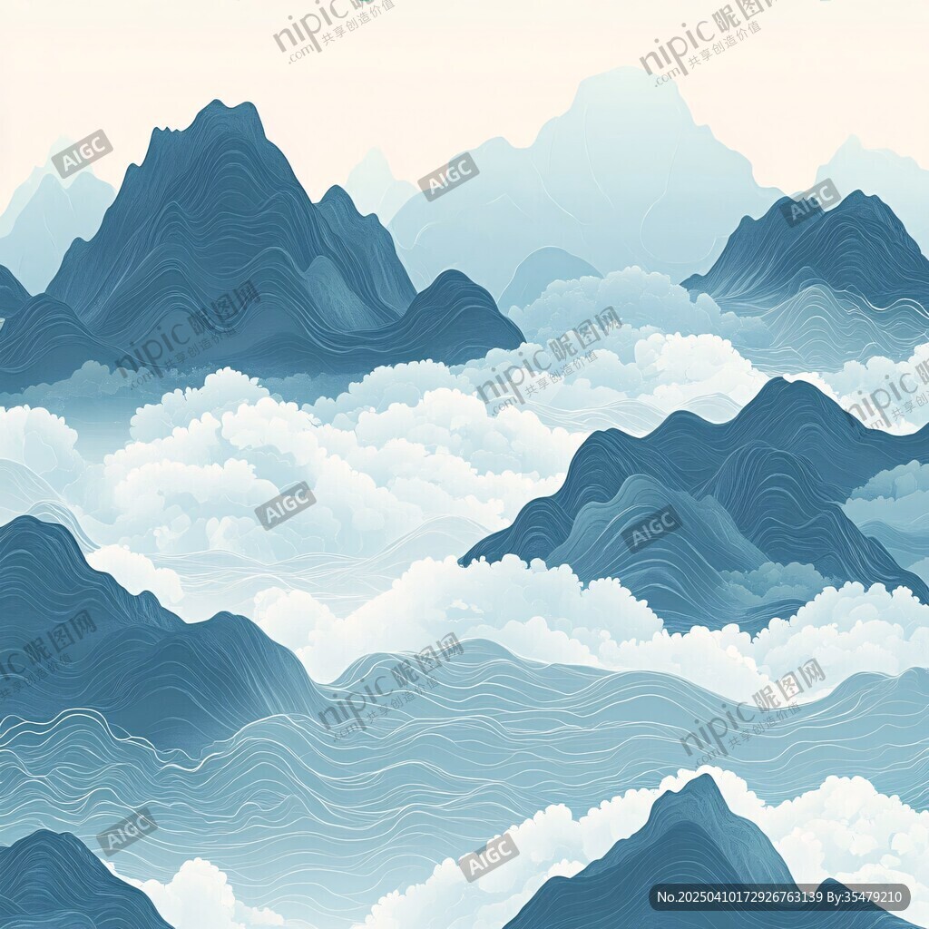 云海中的连绵山峦