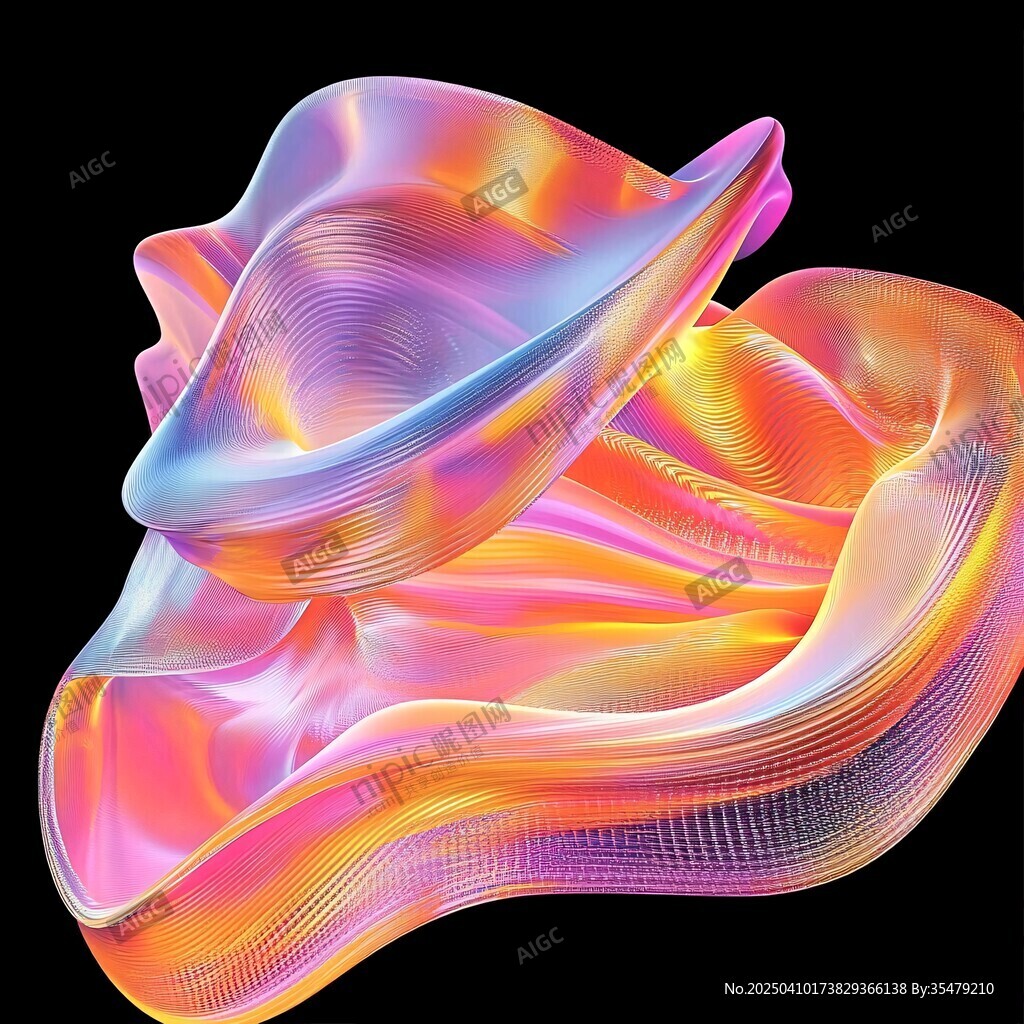 炫彩流动幻形3D抽象艺术体