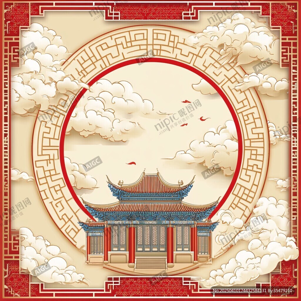 中式古典建筑云间美景
